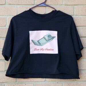 Teddy Fresh Lose My Number Graphic Tee Black Women’s Size M DIY Crop Top